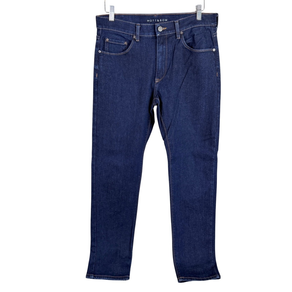 Mott & Bow Slim Broome Jeans Mens 33x32 Dark Indigo Resin Stretch Denim‎